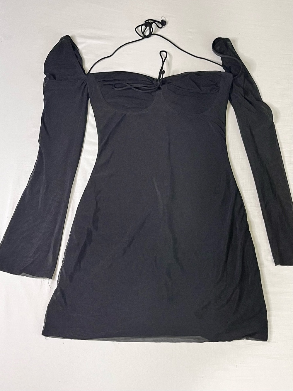 Women’s Black Off-Shoulder Long Sleeve Mini Dress